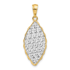 14K Two-tone Polished and Dia-cut Pendant