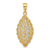 14K Two-tone Polished and Dia-cut Pendant