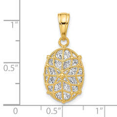 14K with White Rhodium Polished and Dia-cut Pendant