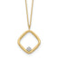 14K with Rhodium-Platedodium Polished CZ Square Necklace