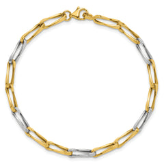 14K w/White Rhodium Polished Fancy Twisted Link Bracelet