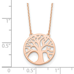 14K Rose Gold Polished Tree of Life Necklace