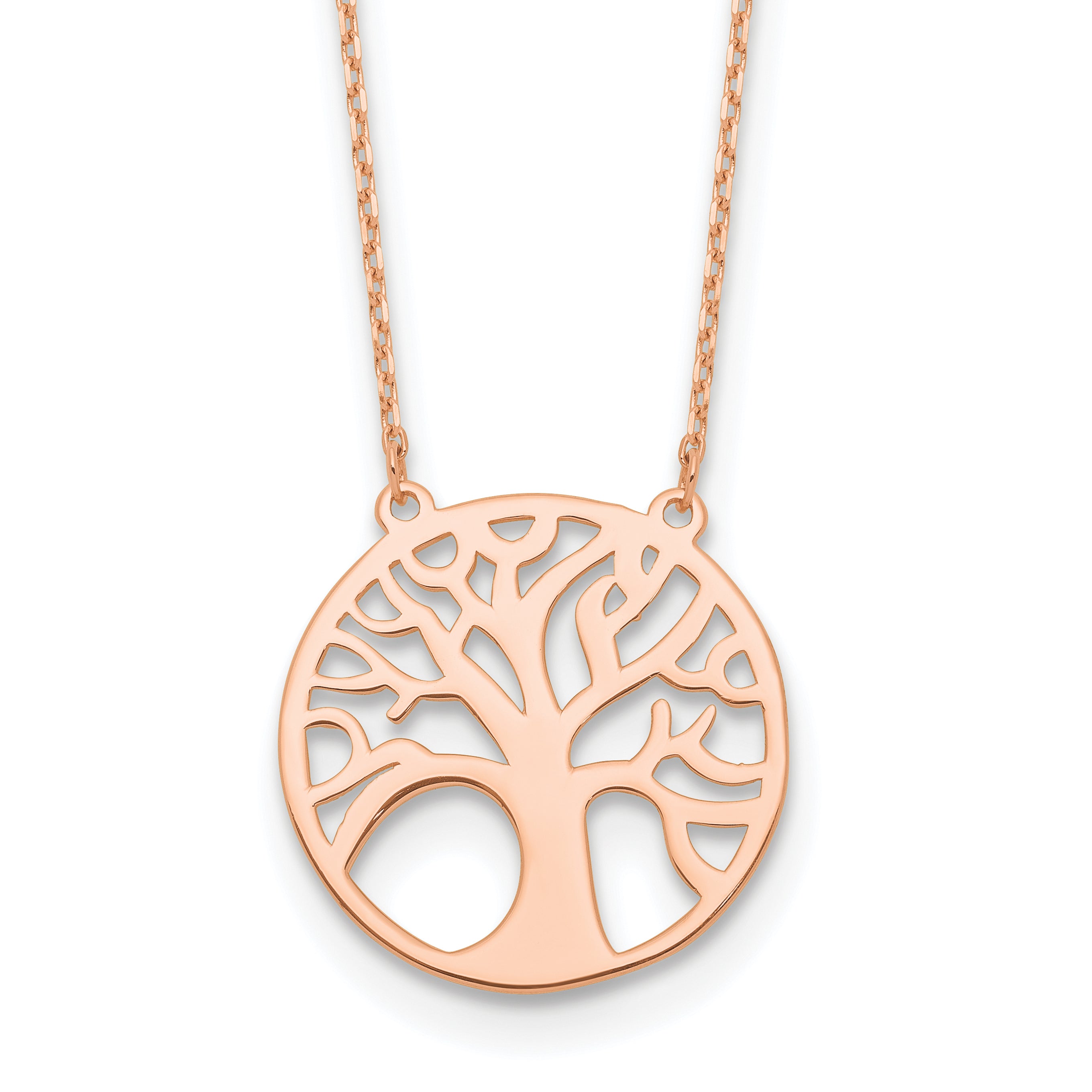 14K Rose Gold Polished Tree of Life Necklace