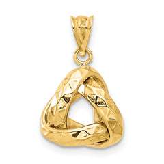 14K Polished and Textured Triangle Love Knot Pendant
