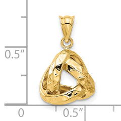 14K Polished and Textured Triangle Love Knot Pendant
