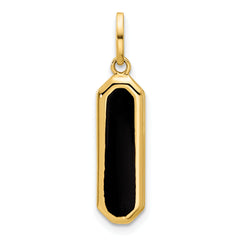 14K with Black Enamel Polished Pendant