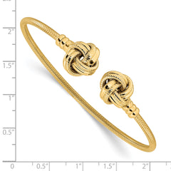 14K Polished and Textured Love Knots Cuff Bangle