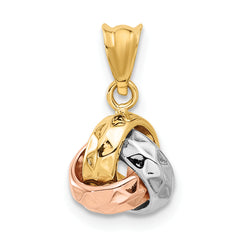 14K Tri-color Polished and Diamond-cut Love Knot Pendant