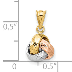 14K Tri-color Polished and Diamond-cut Love Knot Pendant