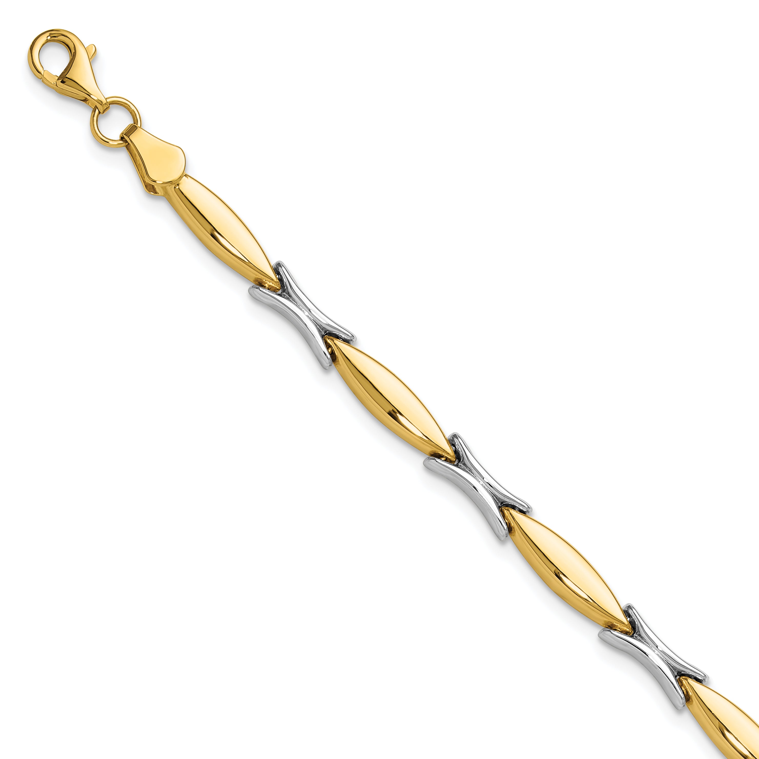 14K Two-tone Polished Fancy Link Bracelet