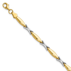 14K Two-tone Polished Fancy Link Bracelet