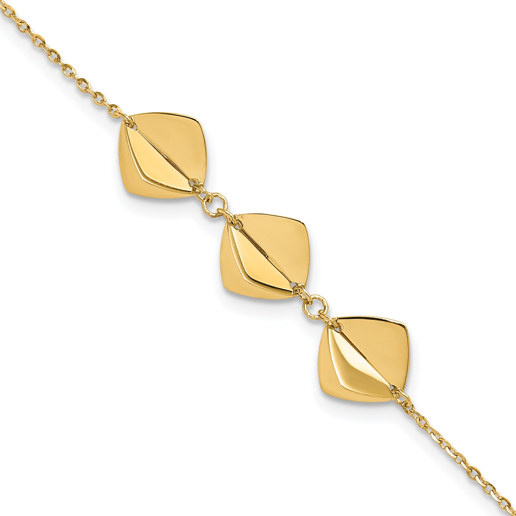 14K Polished Fancy with 1in ext. Bracelet