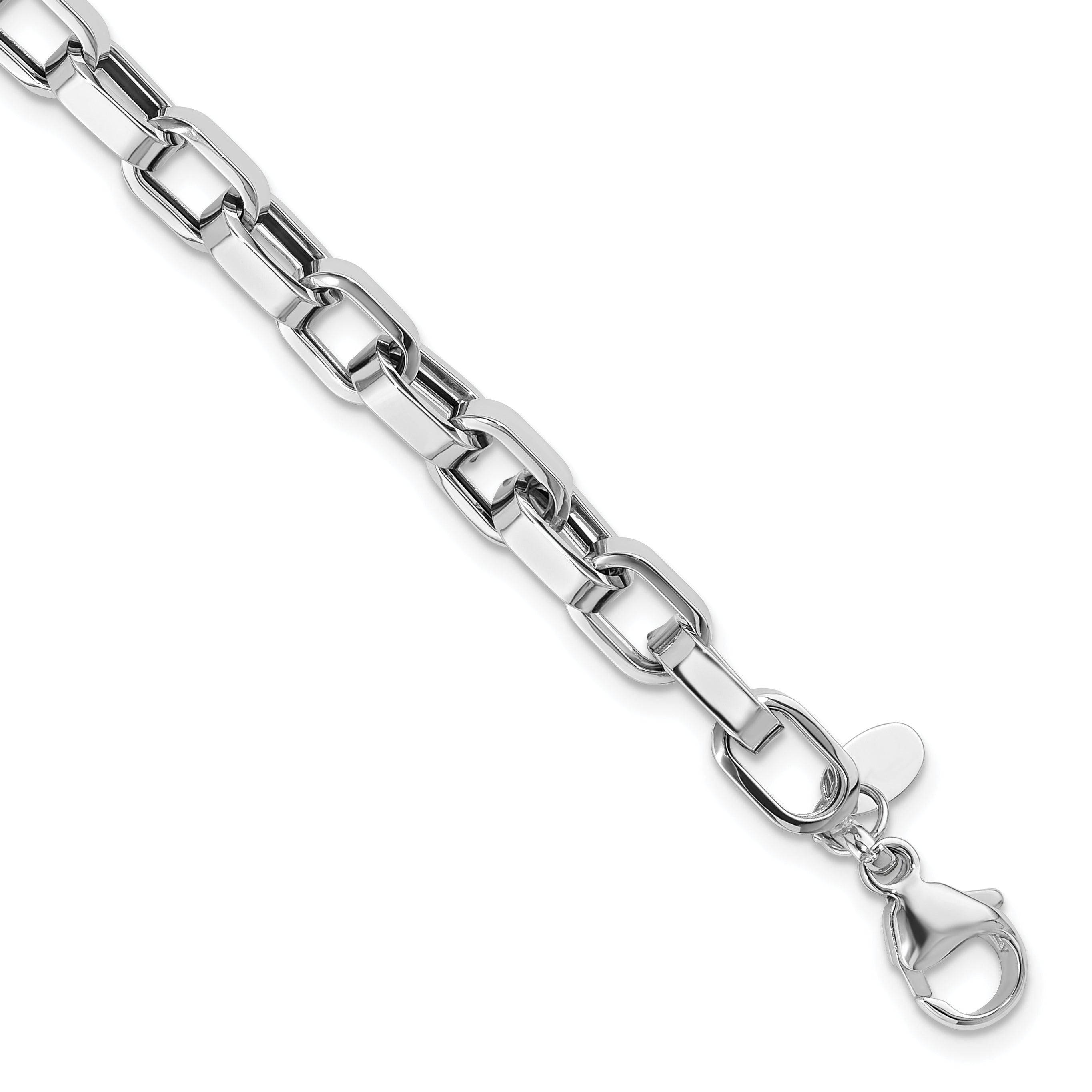 14KY w/White Rhodium-Platedodium Polished Fancy Link Bracelet