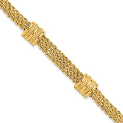 14K Polished and Diamond-cut Fancy Bracelet