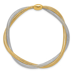 14K w/Rhodium Mesh Twist Slip-on Stretch Bracelet