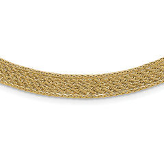 14K Polished and D/C Fancy Woven Necklace