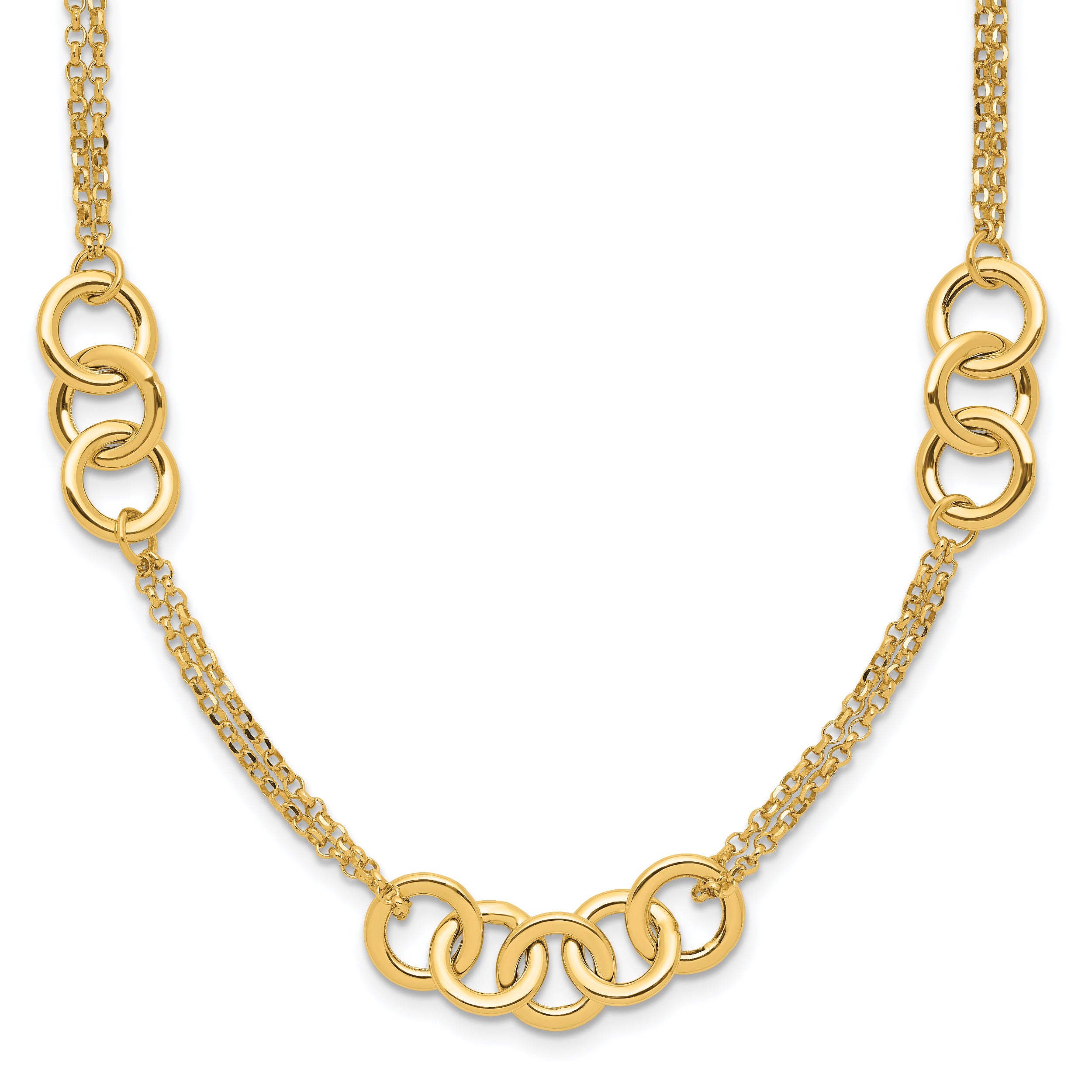 14K Polished 2-strand with Circles Necklace