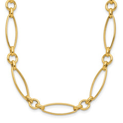 14K Polished and Diamond-cut Fancy Link 19in Necklace