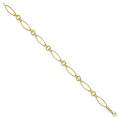 14K Polished and Diamond-cut Fancy Link 8.5in Bracelet