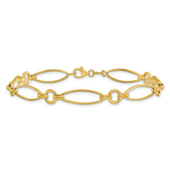 14K Polished and Diamond-cut Fancy Link 8.5in Bracelet