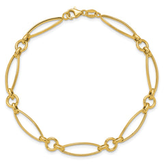 14K Polished and Diamond-cut Fancy Link 8.5in Bracelet