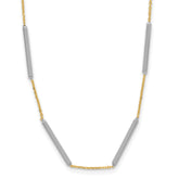 14K Two-tone Polished 6 Bar Stations w/1.5in ext. Necklace