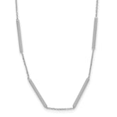 14K White Gold Polished 6 Bar Stations w/1.5in ext. Necklace