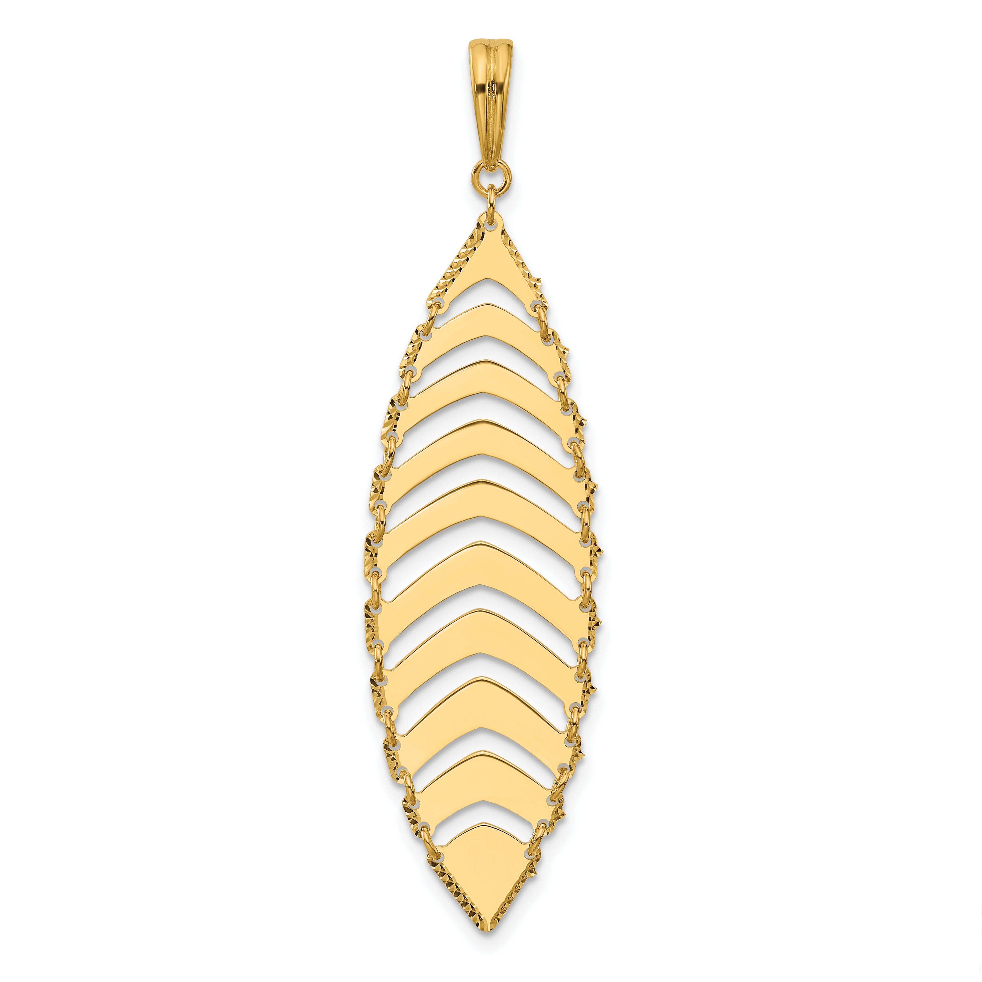 14K Polished and Dia-cut Fancy Dangle Pendant