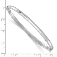 14K w/Wht RH-plat Polish/Textured/Dia-cut Hinged Bangle