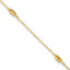 14K Polished and Textured Station 9in Plus 1in ext. Anklet