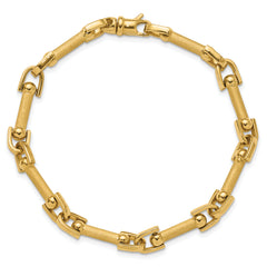 14K Polished and Satin Fancy Link Bracelet