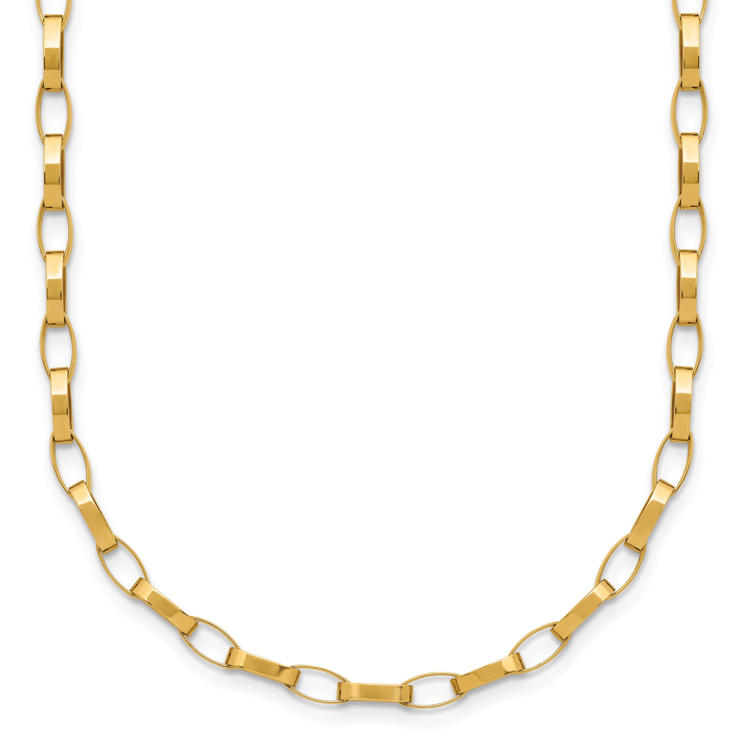 14K Polished Fancy Link with .5in ext. Necklace