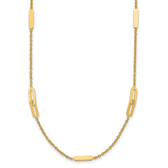 14K Polished Fancy Link with 2in ext. Necklace