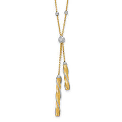 14K Two-tone Polished/Satin/Dia-cut Fancy with 2in ext. Necklace