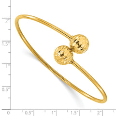 14K Polished and Diamond-cut Bypass Cuff Bangle