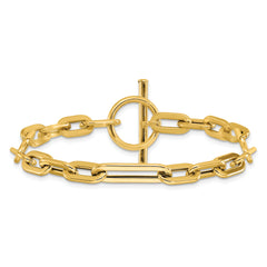 14K Polished Fancy Link Toggle Clasp Bracelet