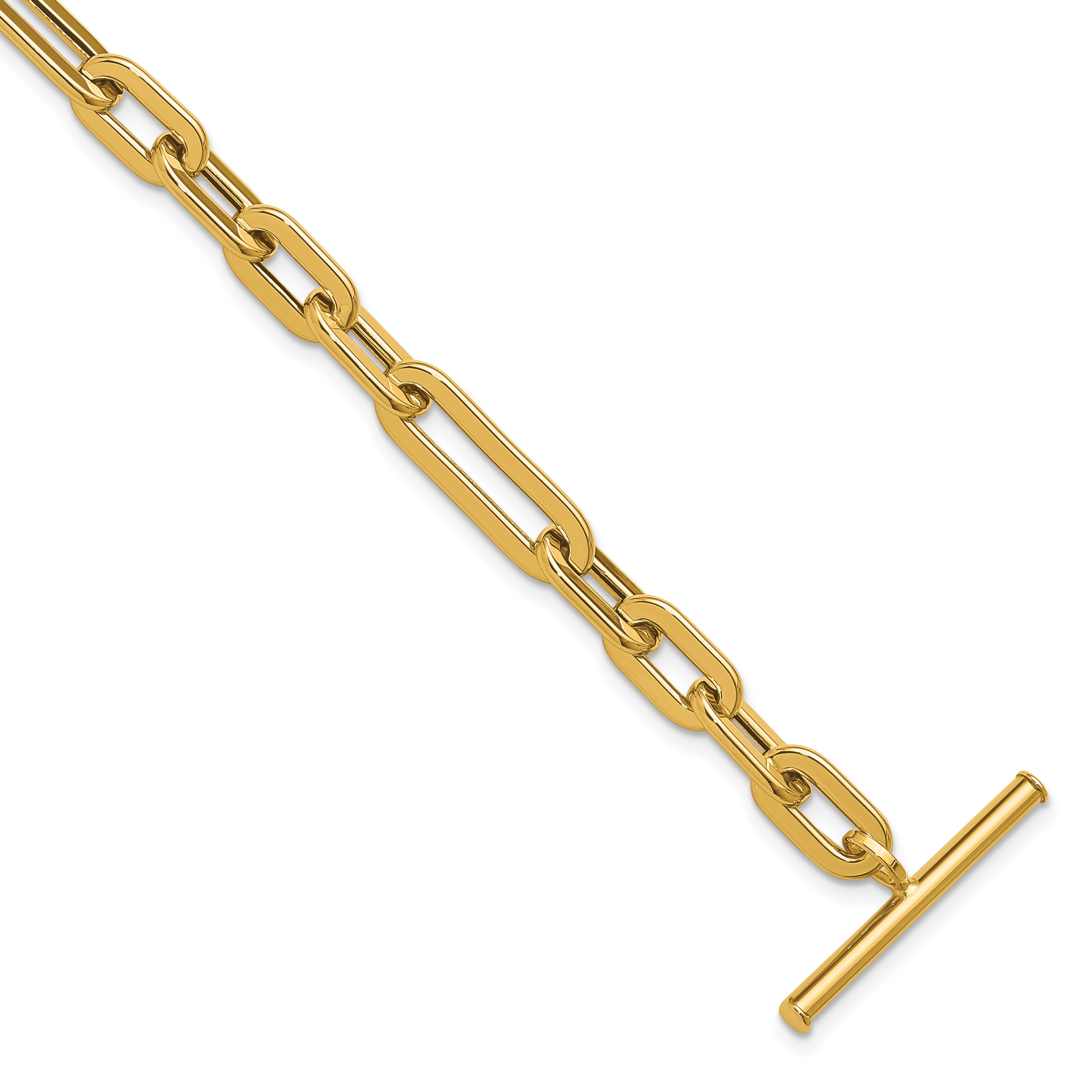 14K Polished Fancy Link Toggle Clasp Bracelet