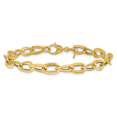 14K Polished and Satin Fancy Link Bracelet