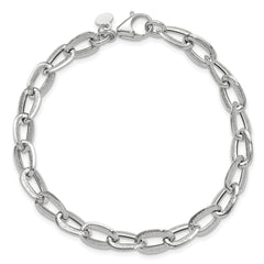14K White Gold Polished and Satin Fancy Link Bracelet
