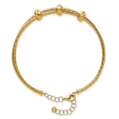 14K Polished Woven 3 Knot Adjustable Bangle