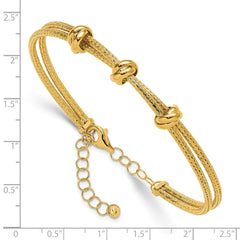 14K Polished Woven 3 Knot Adjustable Bangle