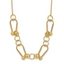 14K Polished/Textured/Dia-cut Fancy Link with 2in ext. Necklace