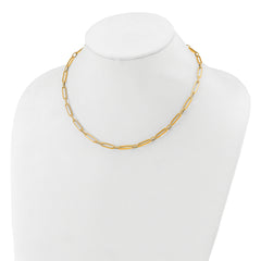 14K Polished and Textured Fancy Link Necklace