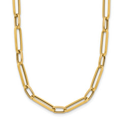 14K Polished and Textured Fancy Link Necklace