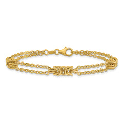 14K Polished and Textured Multi-strand Bracelet