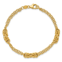 14K Polished and Textured Multi-strand Bracelet