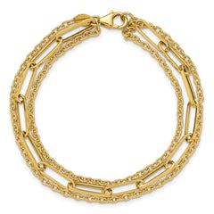 14K Polished 3-strand Fancy Link Bracelet