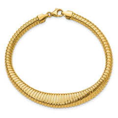 14K Polished Ridged Graduated Bracelet