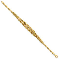 14K Polished Byzantine Graduated Bracelet