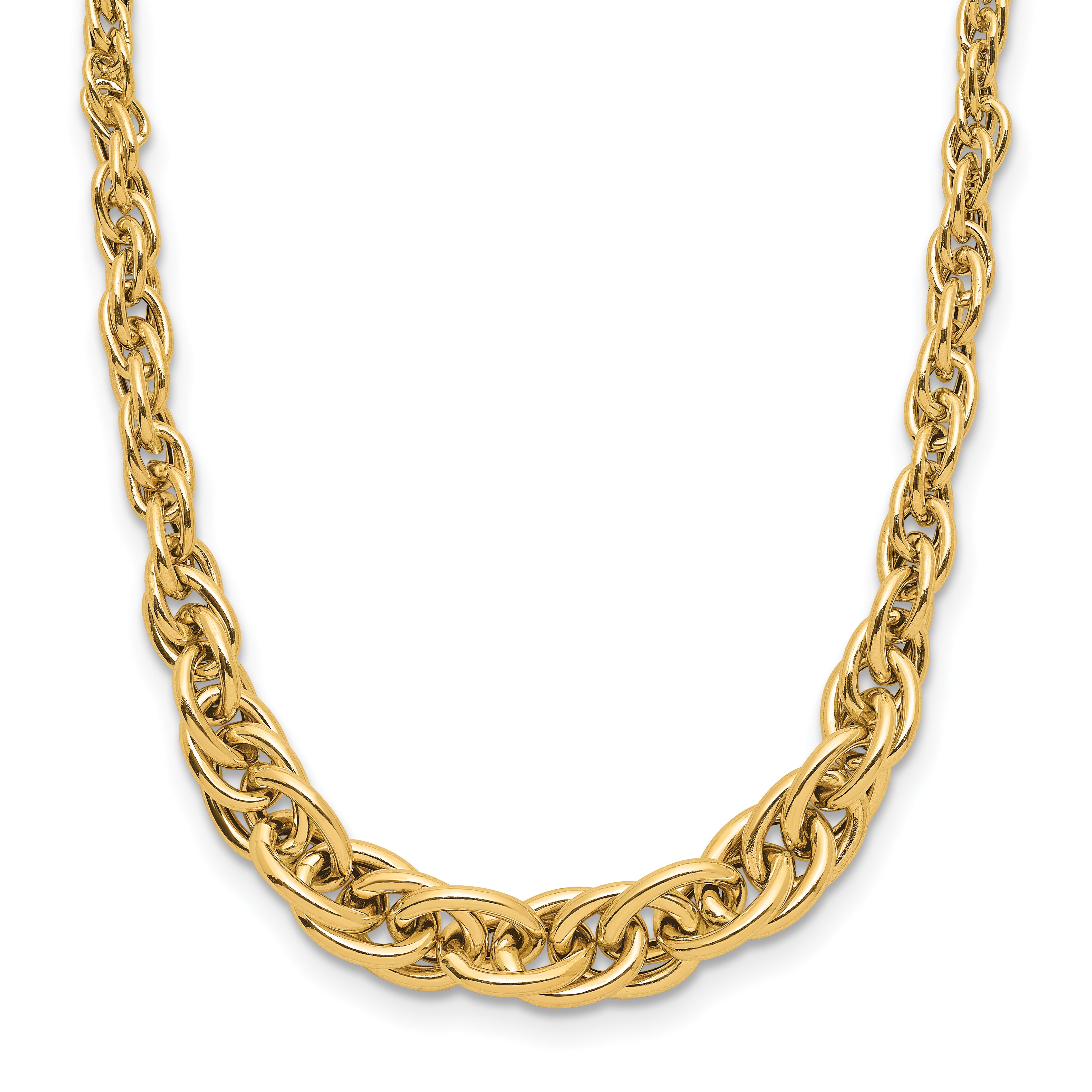 14K Polished Graduated Fancy Link Necklace